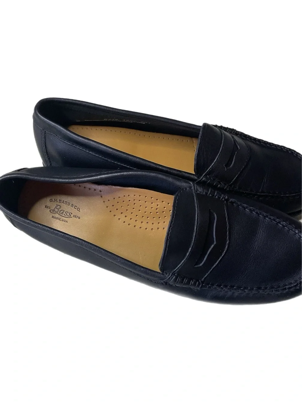 VTG G.H. Bass & Co. Penny Loafers Black Women's 9 W Wide Leather Style 3800-001